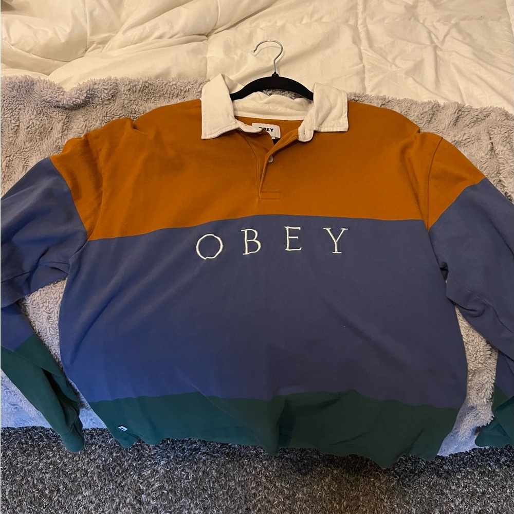 Obey Men's Multicolor Rugby Shirt